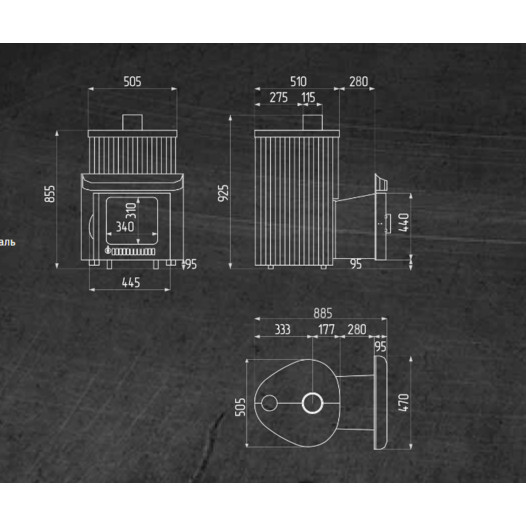 Фотография Печь для бани Ферингер ПФ Малютка Серый Велюр