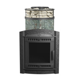 Банная печь ProMetall Атмосфера L в ламелях "Жадеит" + сетка