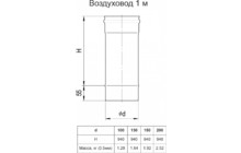Труба вентиляции 1м Ф130мм