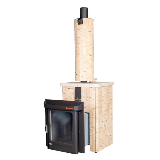 Фотография Печь для бани Ферингер ПФ Квадра Окаменевшее дерево наборный