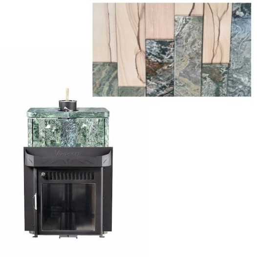 Фотография Печь для бани Ферингер ПФ Квадра Жадеит + Окаменевшее дерево
